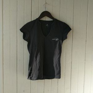 Adidas black v neck short sleeve active t-shirt S